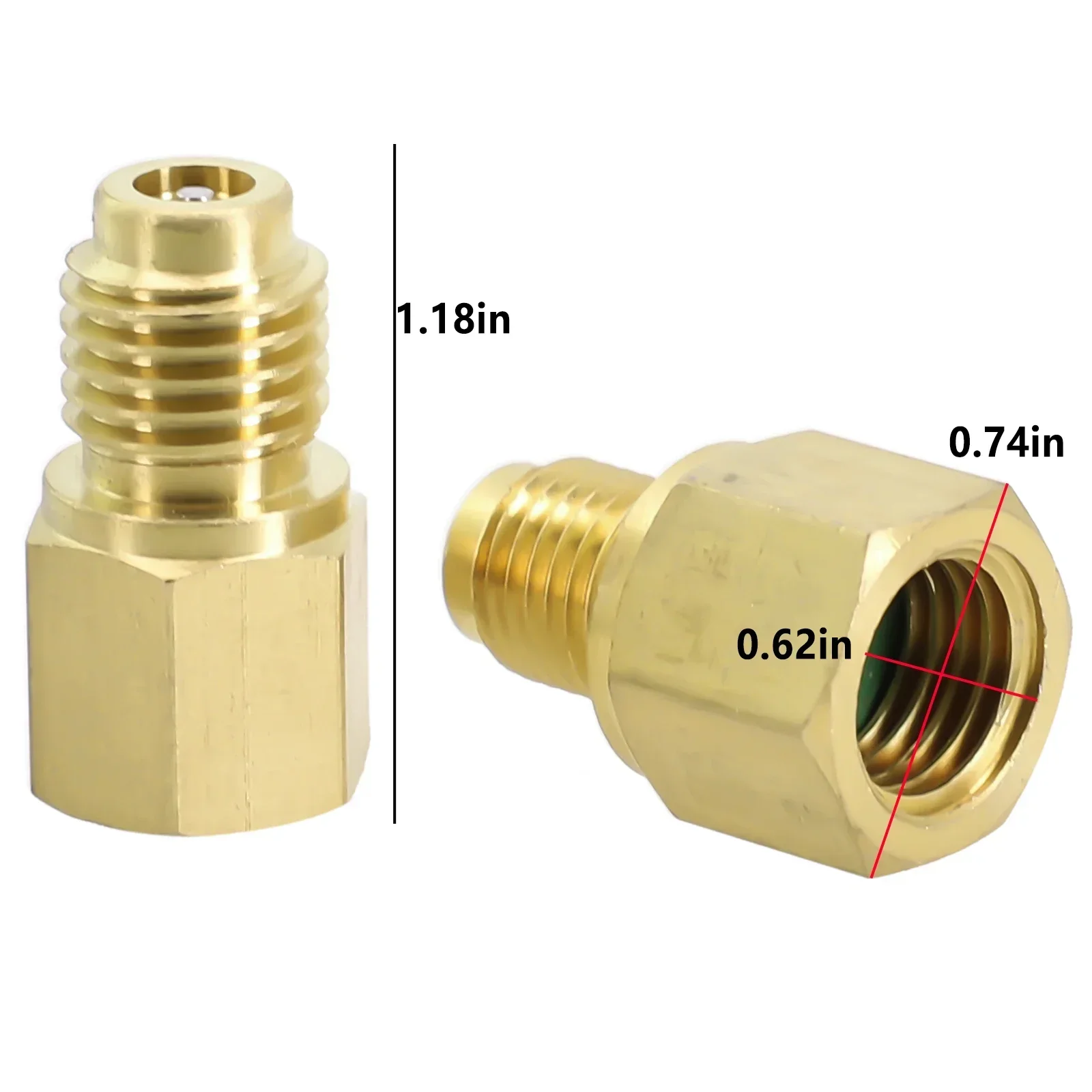 2pcs R12 To R134a R134a To R12 Adapter 1/4 Female Flare 1/2 Acme Male Valve Kits Brass Leak-proof Adapter