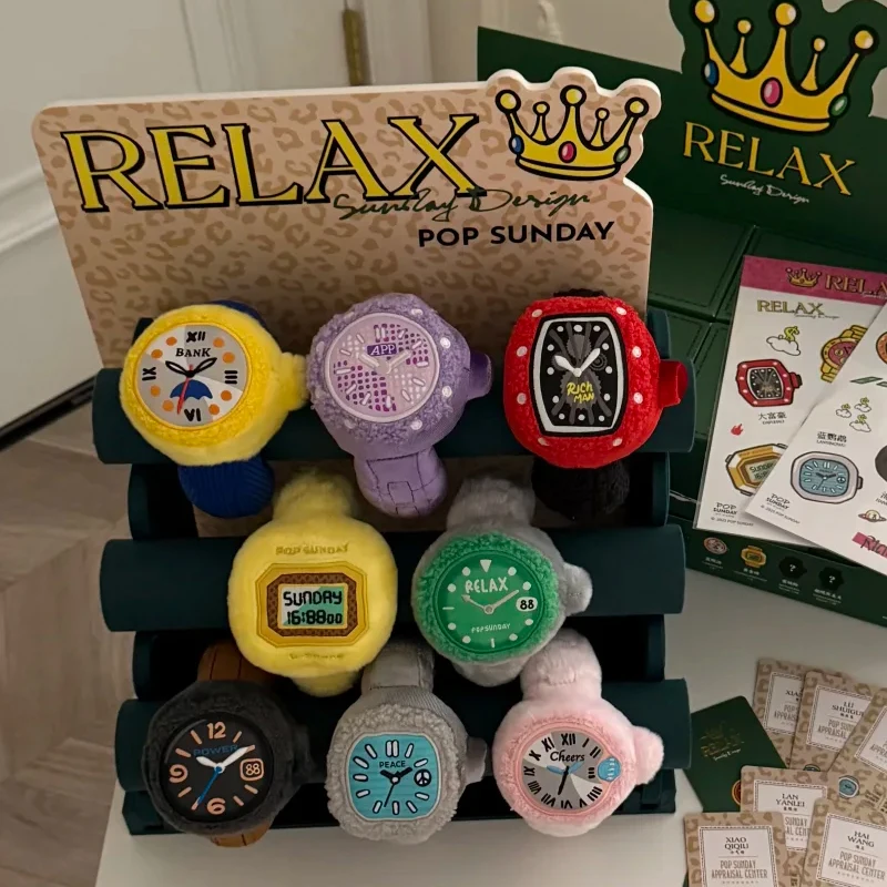 Pop Sunday & Relax Luxusuhr-Serie, Plüsch-Blindbox, niedliche Actionfigur, Überraschungsbox, Sammleruhr, Modell, Geburtstagsgeschenke