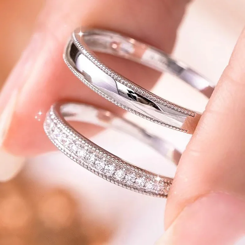 TFGLBU العصرية خاتم مويسانيتي كامل للنساء زوجين مجموعة مختبر الماس الحقيقي 925 فضة معتمد الفرقة المجوهرات بالجملة