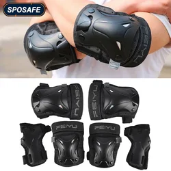 6Pcs Adult/Kids Knee Pad Elbow Pads Wrist Pads Youth Protective Gear for Roller Skating Skateboard Cycling Scooter Outdoor Sport