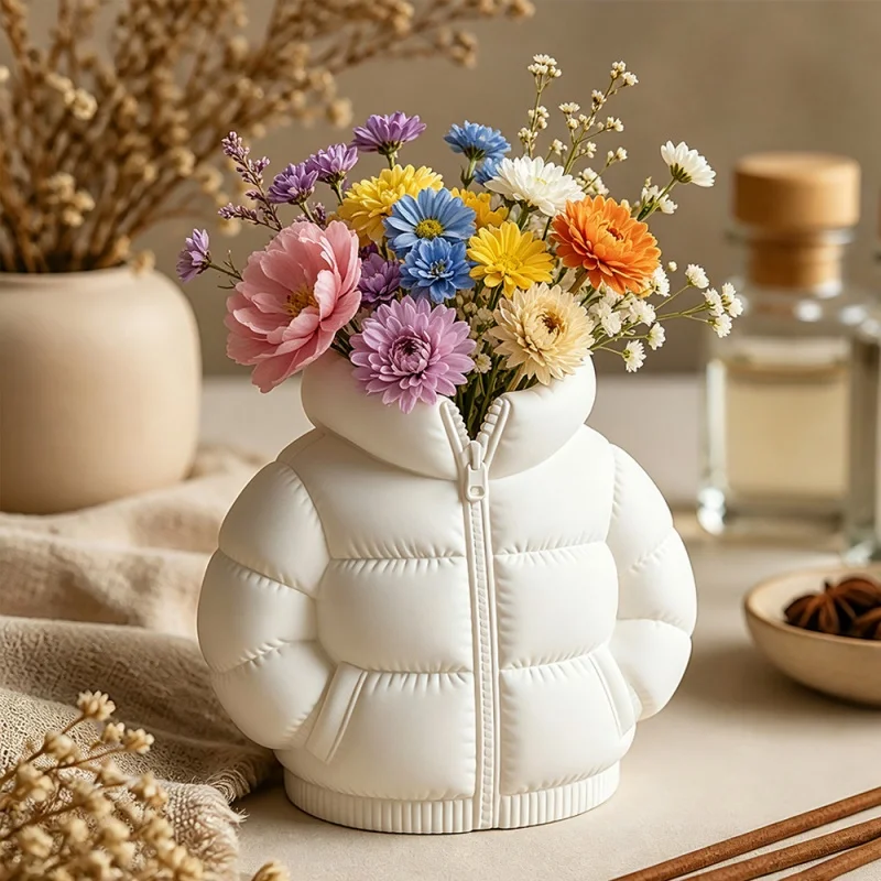 Puffer Jacket Shape Pen Holders Silicone Mold Cute Creative Stand-Up Storage Container Resin Molds Desktop Ornament Vase Making