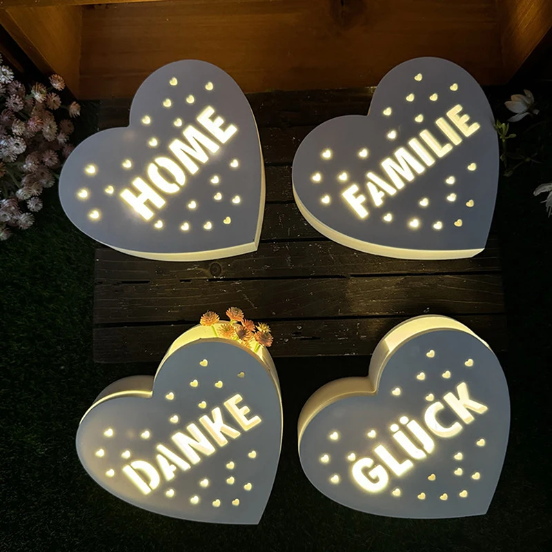 Heart Shaped LED Night Light Silicone Mold Luminous Splicing Heart-shaped Gypsum Mold Drip Glue Mould For Light Chain Ornament