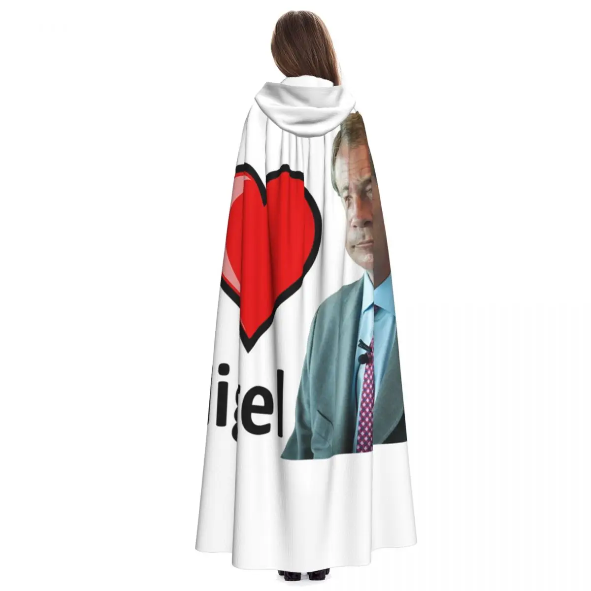 Fantastic I Love Nigel Farage Design Long Hooded Cloak Witch Medieval Costume Cosplay Cape HalloweenCoat Adult Unisex - view 2