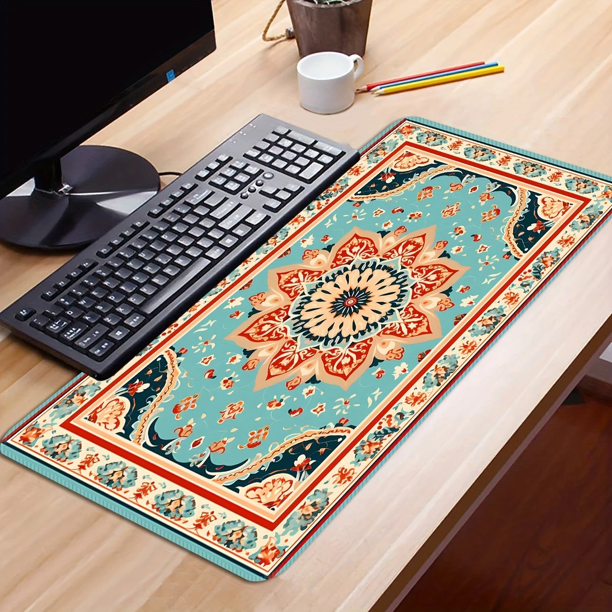 PersianLarge pattern gaming mousepad with rubberized material non-slip surface and washable design is perfect for the office