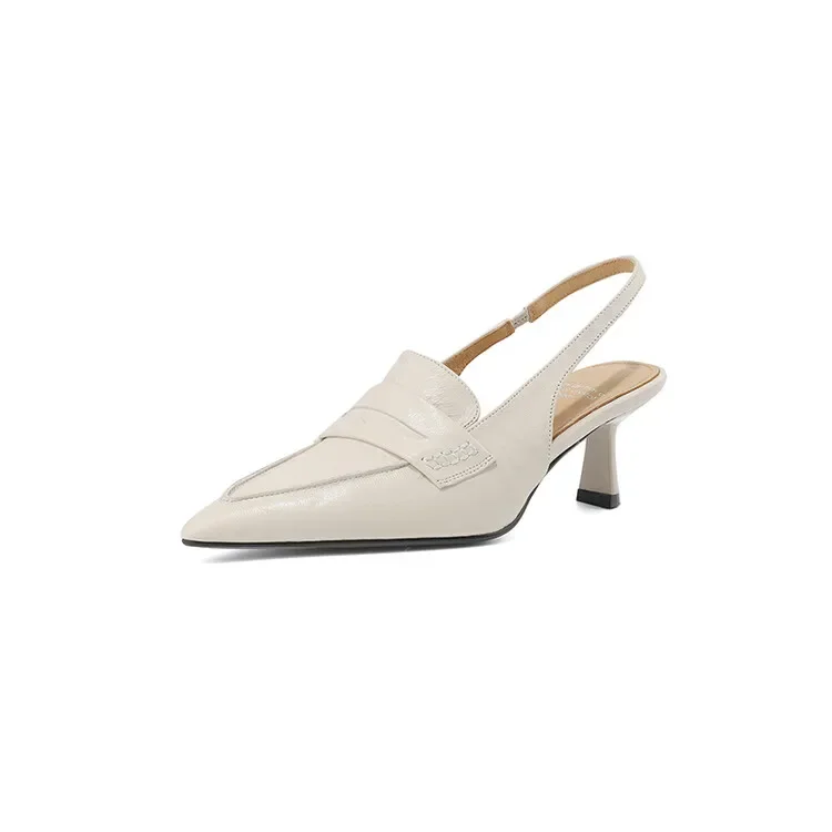 

Pointed thin heel genuine leather single shoes with a design sense, simple commuting