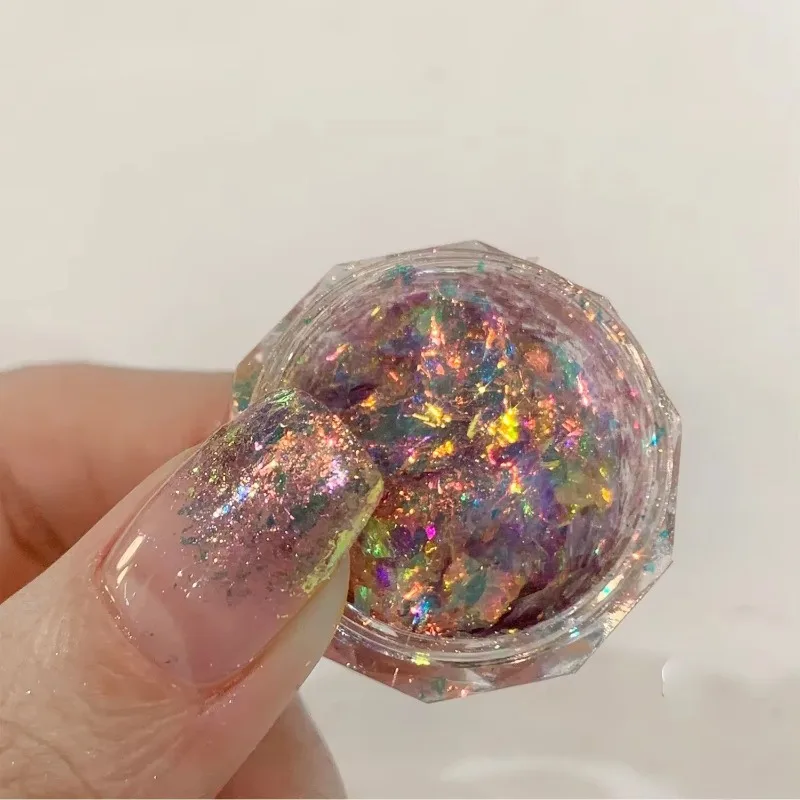 Aurora Nail Polarized Flash Film Opal Powder Nail Glitter Chrome Powder Ice Crystal Fragments Nail Accessories