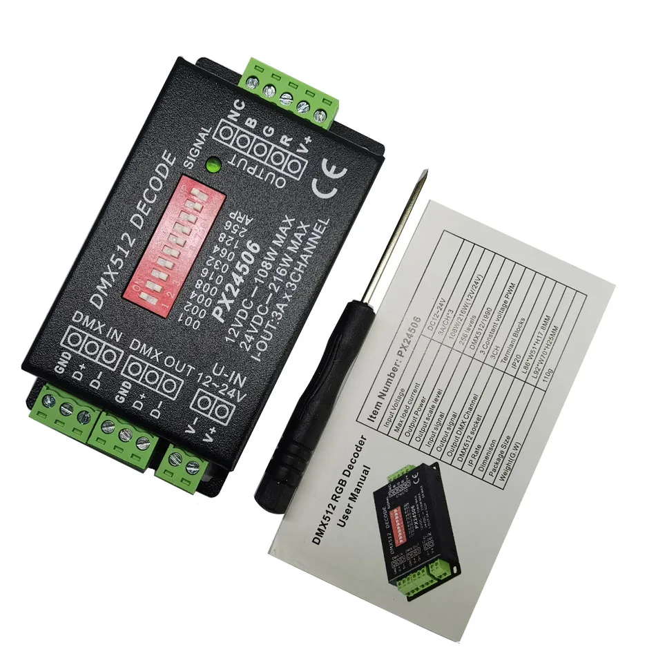 PX24506 led controller led decoder DMX 512 Decoder Driver 9A DMX 512 Amplifier For 5050 2835 RGB LED strip Lights