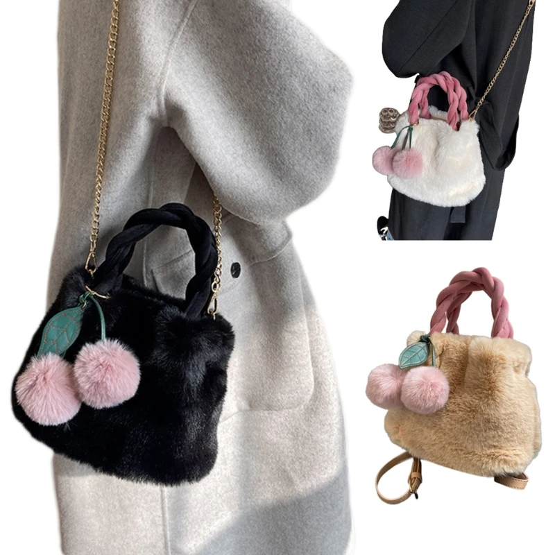 Trendy Women's Handbag with Furry and Tassels Decoration Chain Shoulder Bag Perfect for Various Occasions