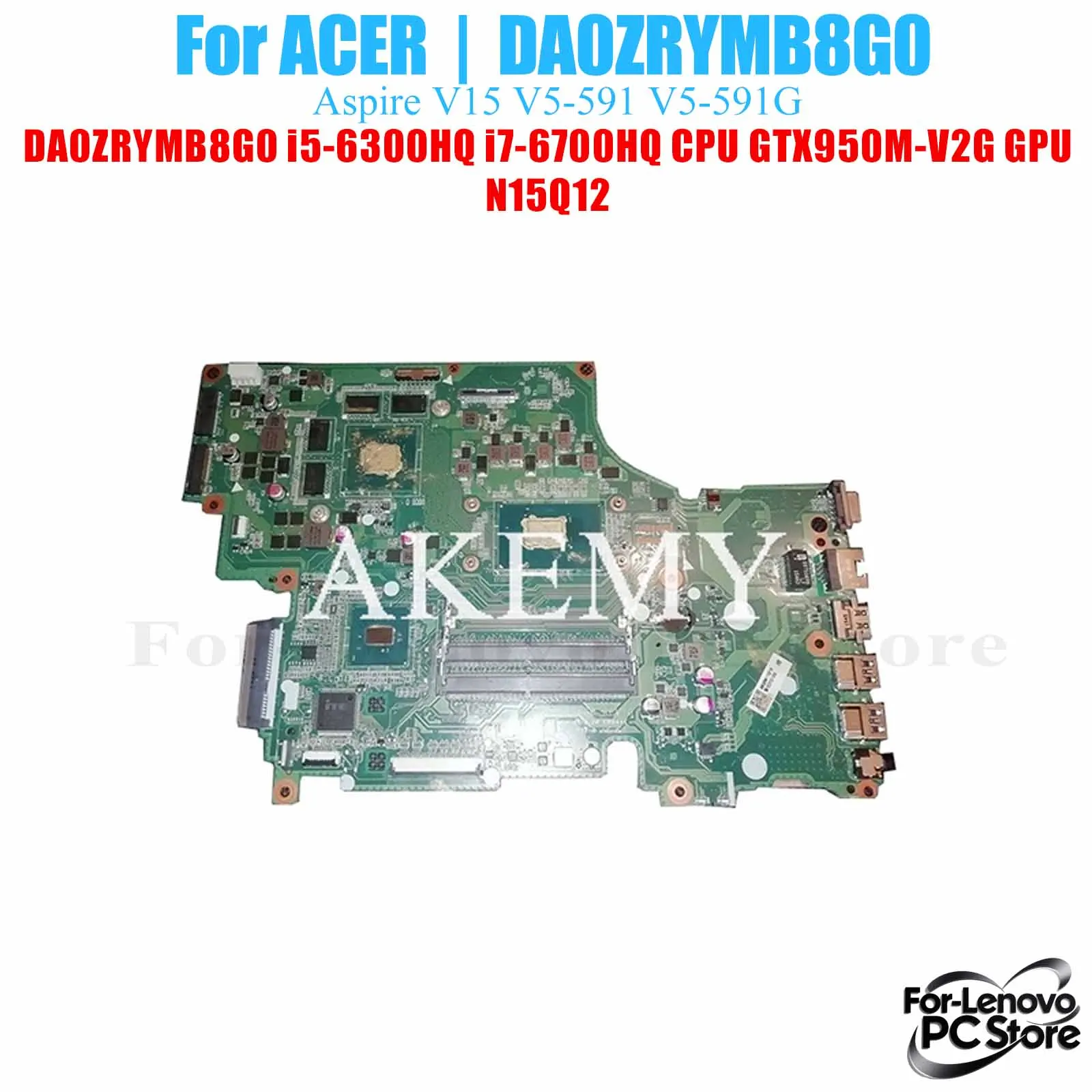 

DA0ZRYMB8G0 For ACER Aspire V15 V5-591 V5-591G T5000 N15Q12 DA0ZRYMB8G0 Notebook Motherboard Laptop Mainboard