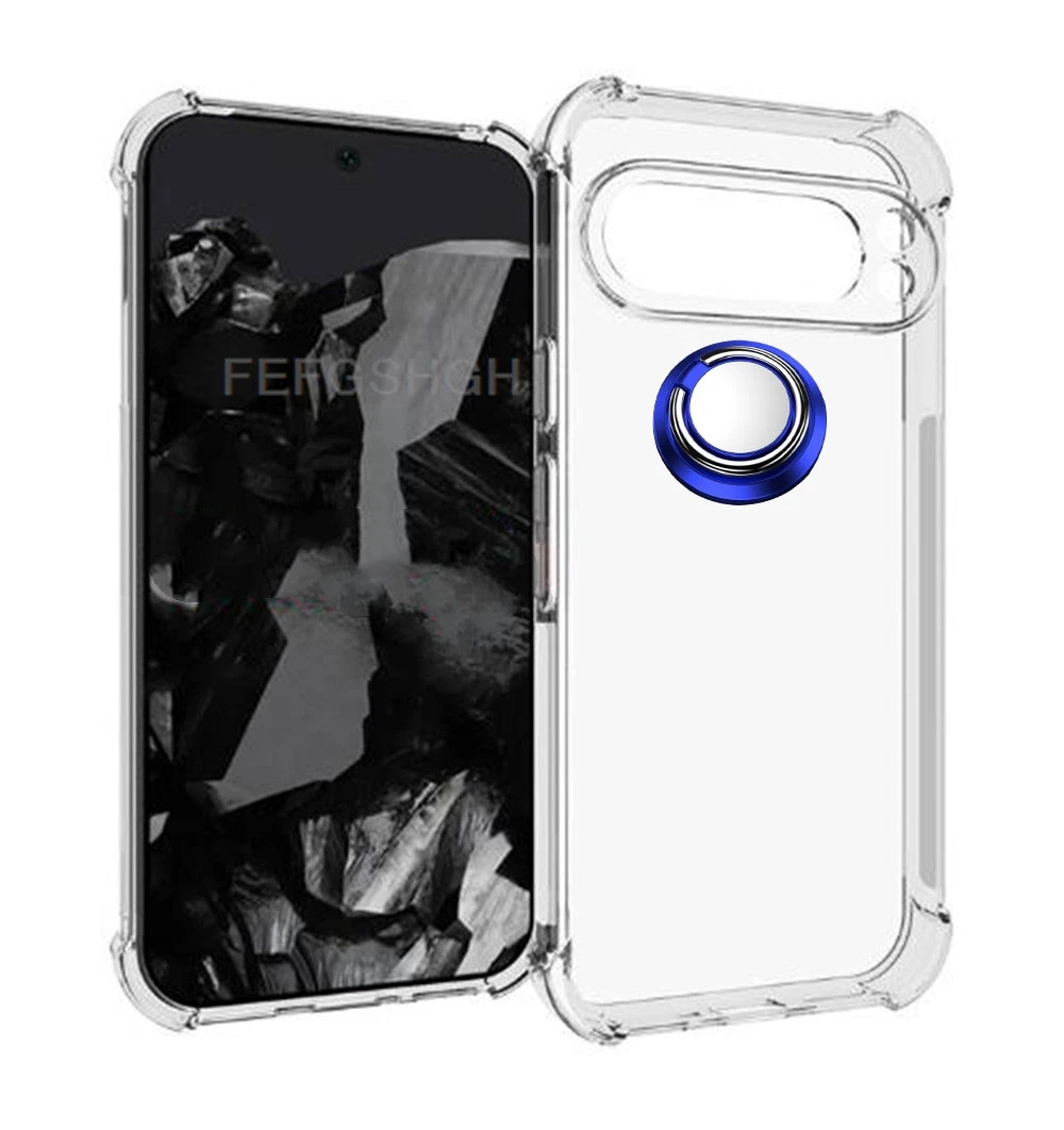 For Google Pixel 9 Pro XL Pixel9 GR83Y GEC77 G2YBB Back Ring Holder Bracket Phone Case Soft Silicone TPU Original Shockproof