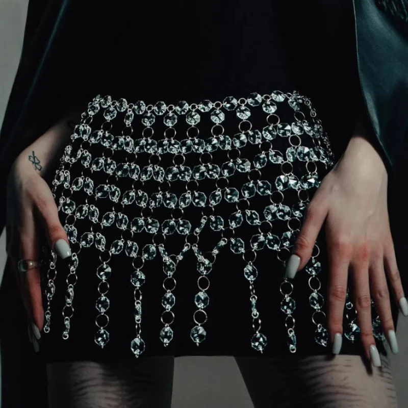 

Украшения для тела, женская цепочка на грудь, сексуальное бикини, полностью ручная работа, мини-юбка, цепочка для ночного клуба, дня рождения, танца, пляжа