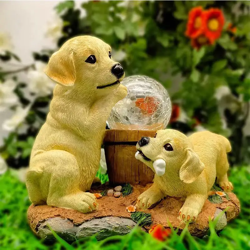 

Креативный полимерный орнамент на солнечной батарее для собаки, Мультяшные светящиеся фигурки для сада, двора, украшение для улицы, скульптура для домашнего хозяйства, ремесла