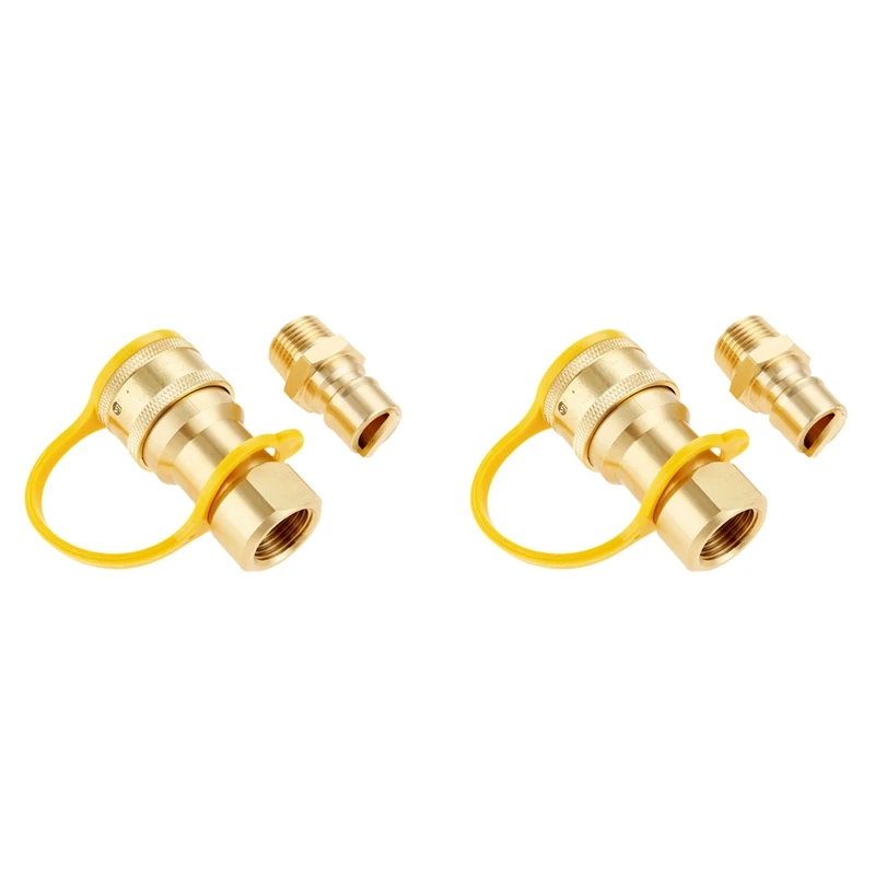 

Promotion! 2X 1/2 Inch Solid Brass Gas Propane Quick Connect Disconnect Fitting Connector Adapter