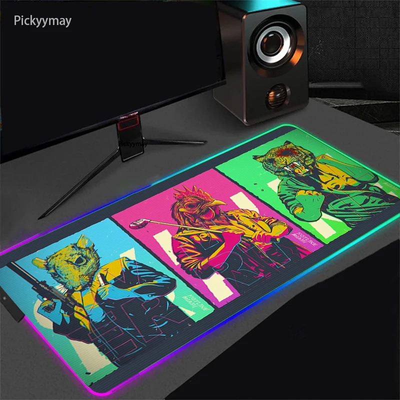 

Hotline Miami Mouse Pad PC Gamer RGB Computer Laptop LED Gaming Keyboard Table Rug Mouse Mat Luminous Large Mousepad Desk Mats