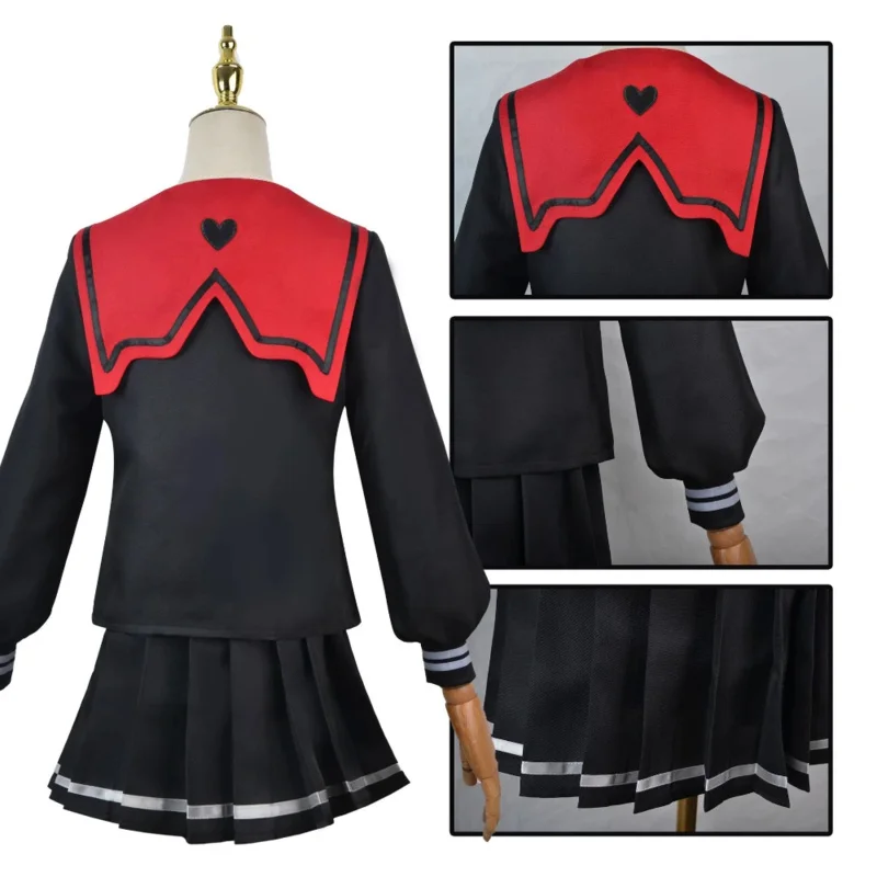 Behoeftig Meisje Overdosis Black Jk Cosplay Kostuum Pruik Spel Behoeftig Meisje Overdosis Cosplay Kange Zwarte Schooluniform Rok Rollenspel