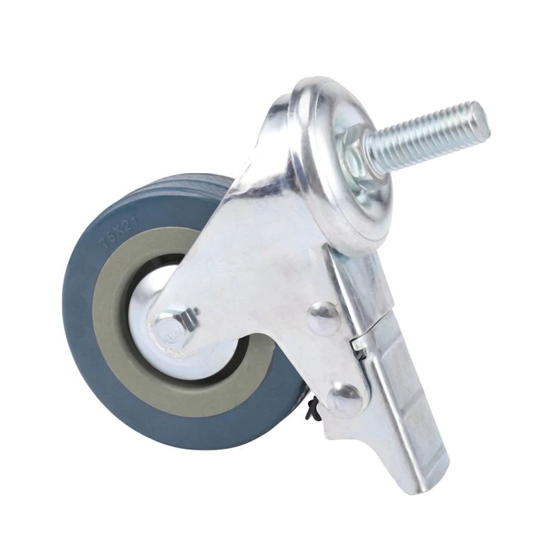 Heavy Duty 75Mm Swivel Castor With Brake Trolley Casters Wheels For Furniture, Set Of 20