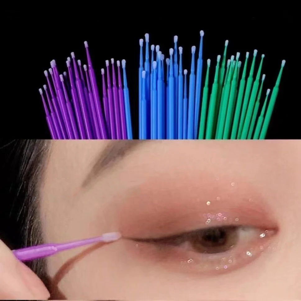 100pcs Disposable Beauty Micro Brushes Fibre Eyeliner Pencil Brush Beauty Makeup Tools Cotton Swab Lipstick Eyebrow Applicators