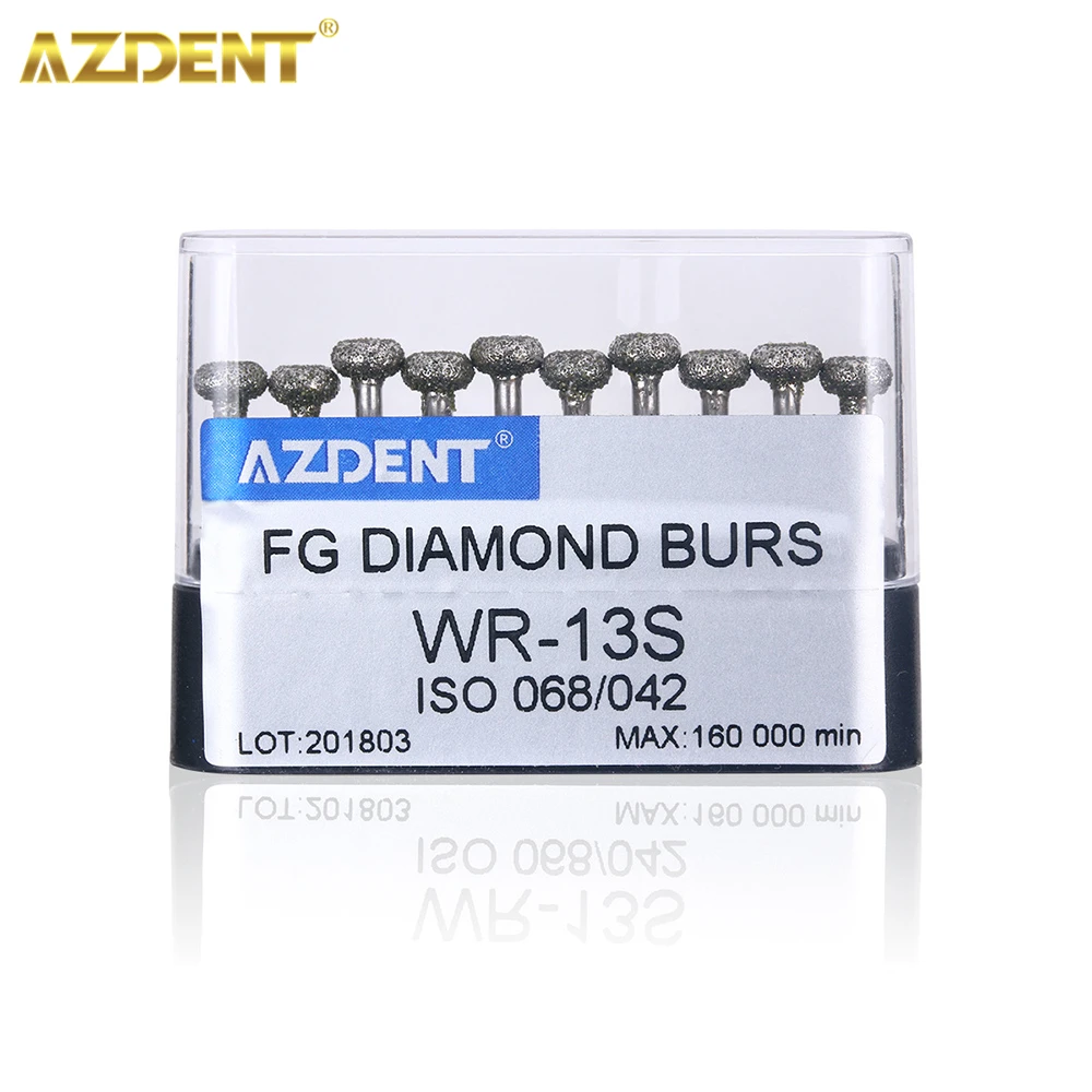 AZDENT 10PCS/Box Dental FG Diamond Burs Drills for High Speed handpiece Super Coarse Diamond Abrade Crown Cavity Preparation