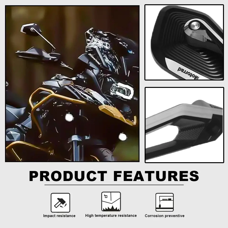 Motorcycle Side Rearview Mirror For BMW R1300GS 2024 R1200 1250 GS ADV F900R G310GS S1000XR Aluminum Adjustable Rear View Mirror