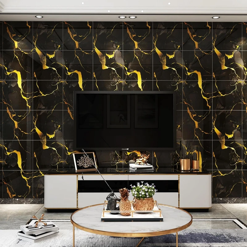 50-200Pcs PVC Marble Wall Stickers Self-Adhesive Thickened Tile Sticker Bathroom Waterproof Floor Sticker Kitchen Home Decor