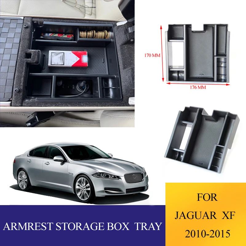 ABS Armlehnen-Aufbewahrungsbox für Jaguar XF 2010-2015 Innenraum-Organizer Mittelkonsolen-Halterung Auto-Innenausstattung