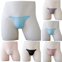 Sexy Men's Thongs Transparent String Ice Silk Men Bulge Pouch Briefs Underwear Low Waist Panties Lingerie Thong Man Panties