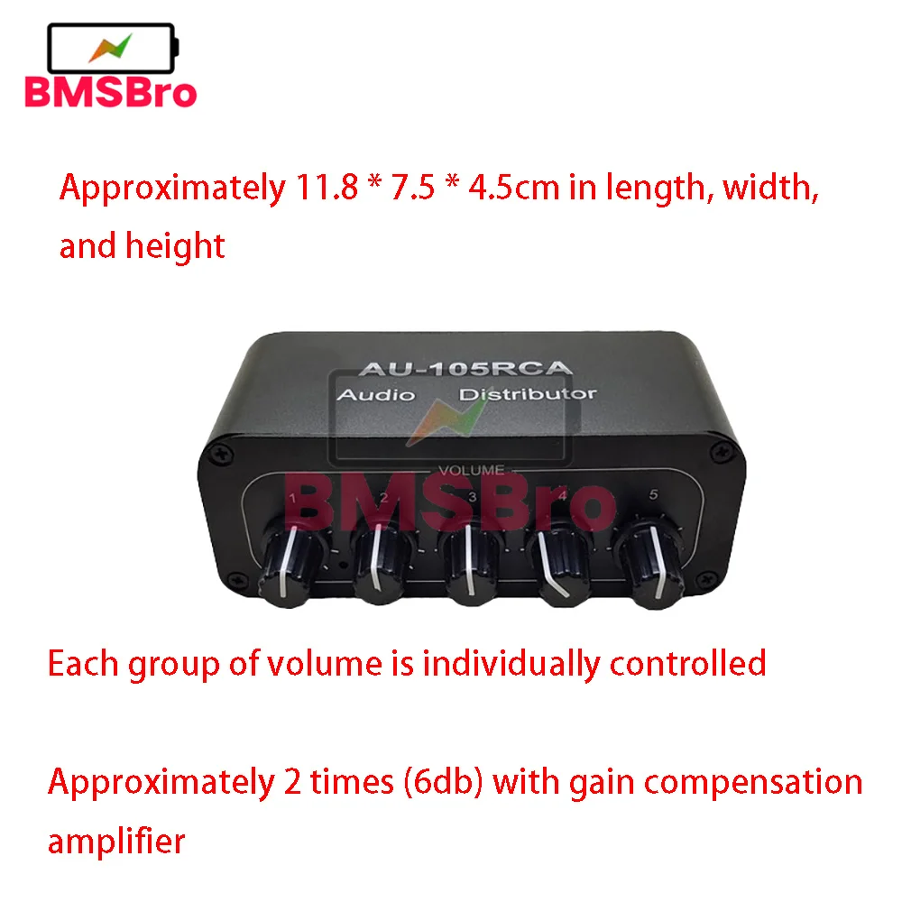 Audio Distributor Stereo Audio Mixer 1 Input 5 OutputMulti-Channel RCA splitter NJM4580 Op Amp For Power Amplifier Active audio