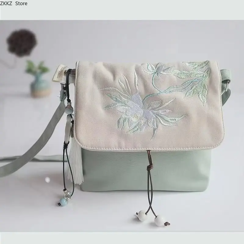 Nowy chiński styl starożytny płótno torba dla Hanfu Decor Crossbody kobiet tornister nastolatki Bookbag kobiety dziewczyna