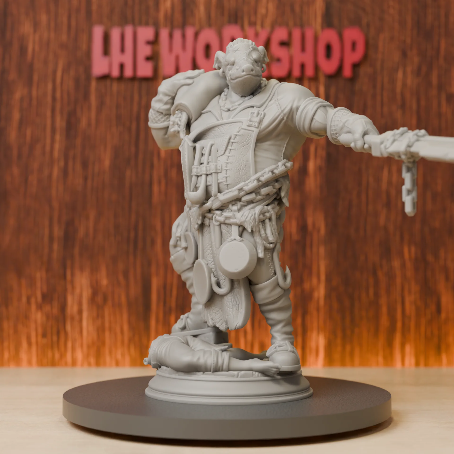 Butcher Miniatures | 28mm-75mm | Resin 3D Printed DND Pathfinder Mini | Unpainted Grey
