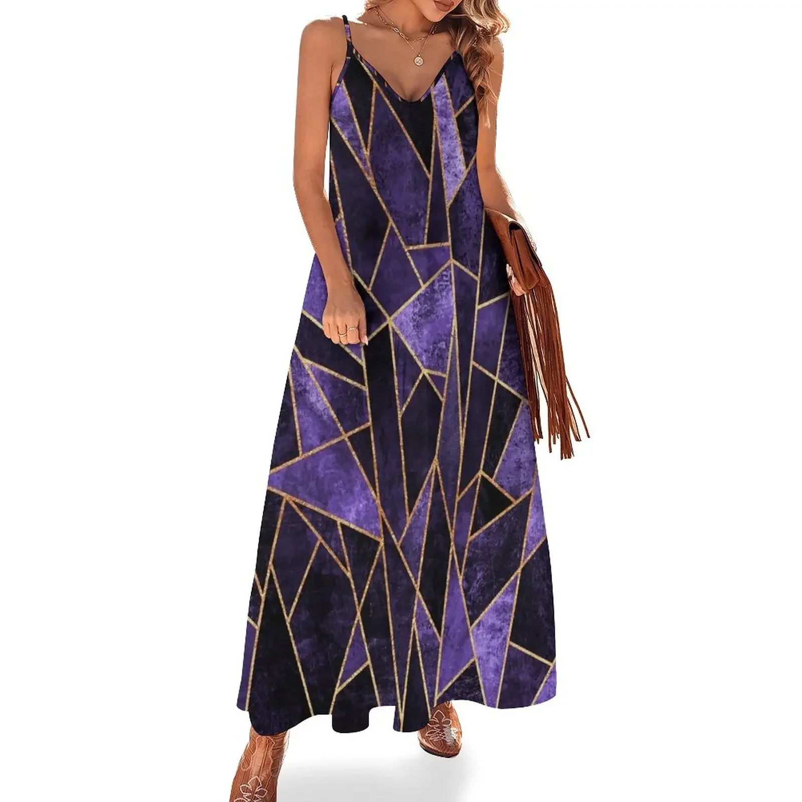 

Shattered Amethyst Sleeveless Dress long sleeve dresses Woman's evening dress Dress