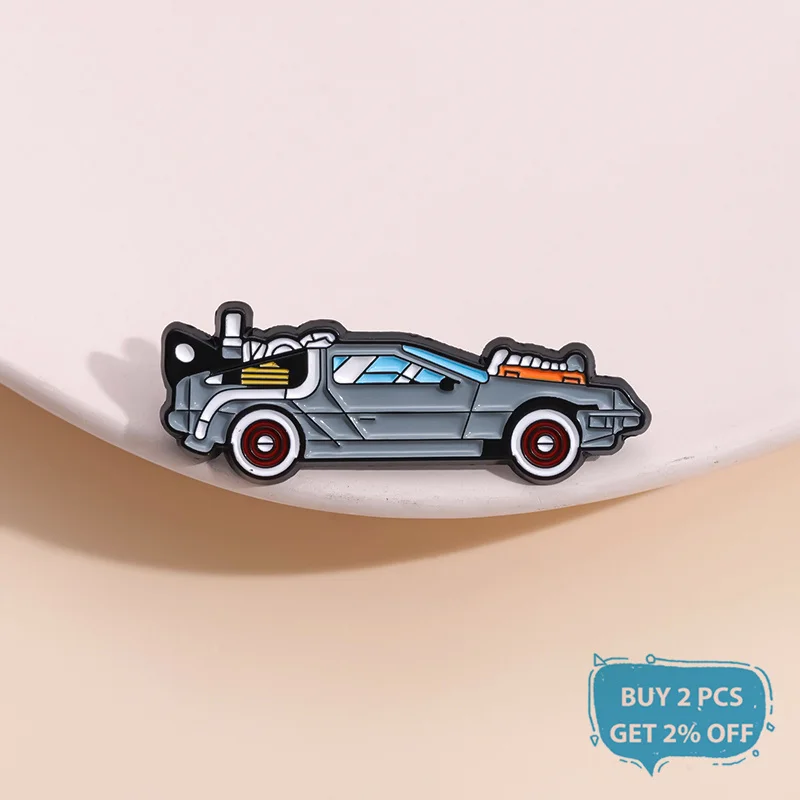 Science Fiction Movies Enamel Pin Cool Car Time Machine Souvenir Brooch Lapel Backpack Badge Jewlelry Gifts For Fans Friends