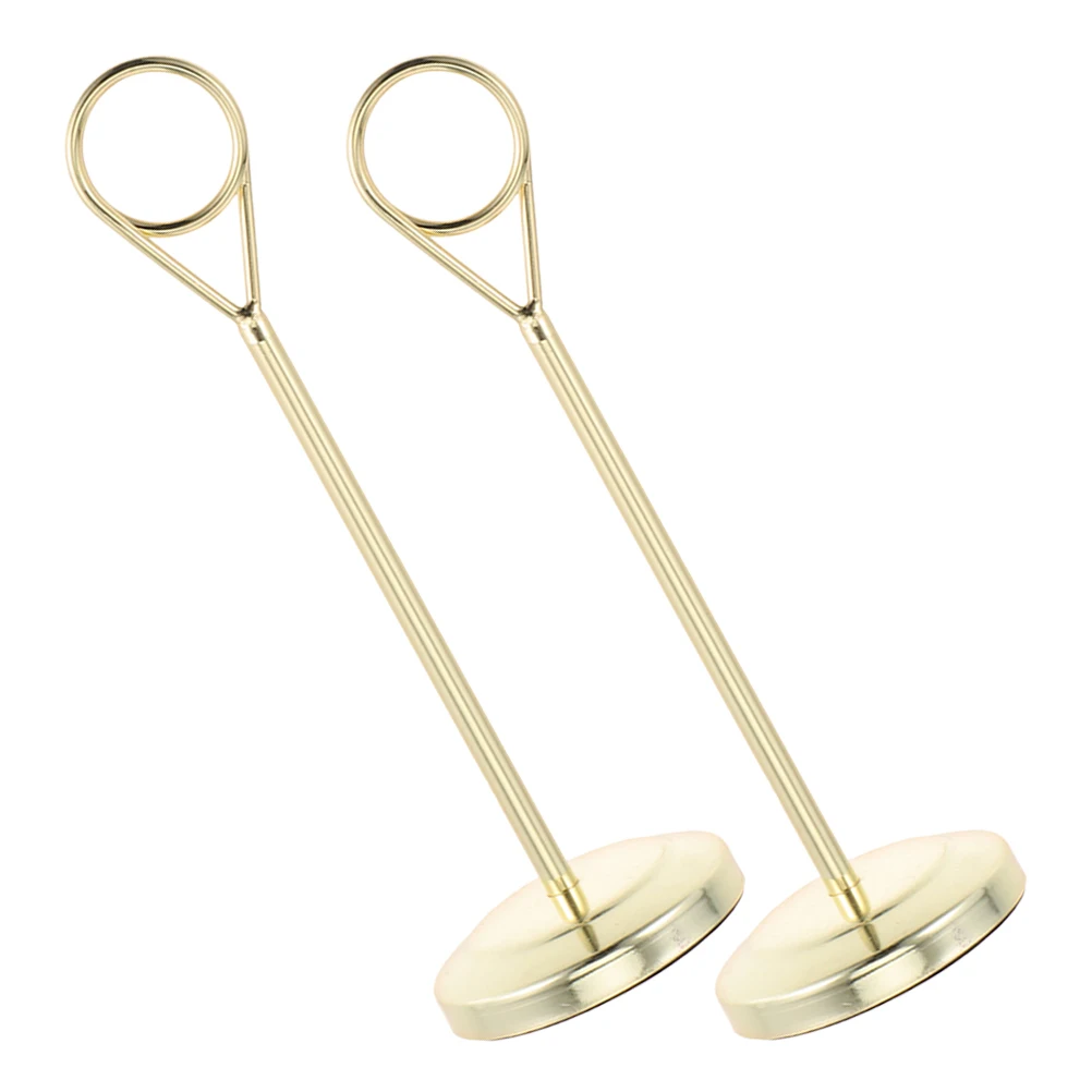 

2 Pcs Seat Plate Memo Card Clip Picture Stand Table Wire Photo Holder Number Desktop