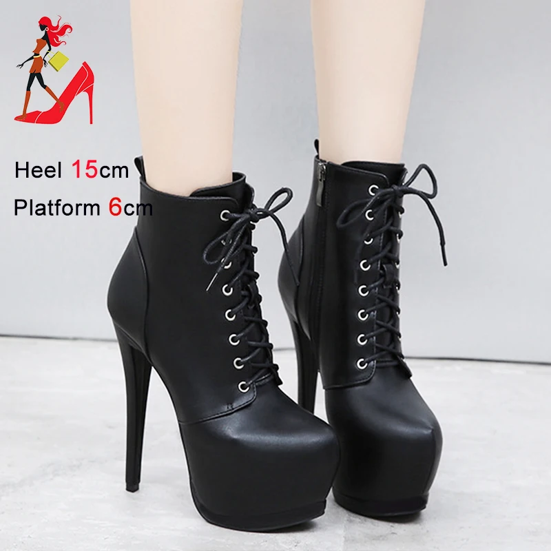 Pole Dance Boots Female Side Zip Leather Stiletto Heels Gothic Fetish Shoes For Lady Luxury Designer Womens Short Platform Boots