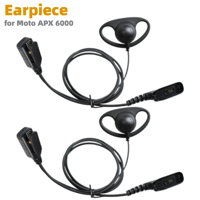 

2PCS D-Shape Earpiece Ear Piece Headset Ptt Mic for Motorola APX6000 6000r 6000li 60000xe 1000 4000 7000 8000 7550e 6550e 6350