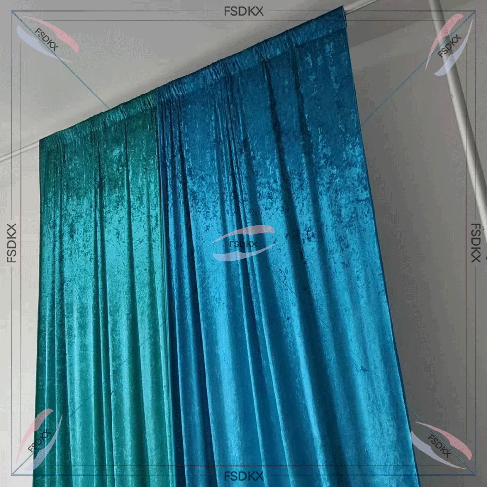 Elegant Blue Velvet Curtains Drapes Hotel Window Curtains 300cm Long Living Room Decoration