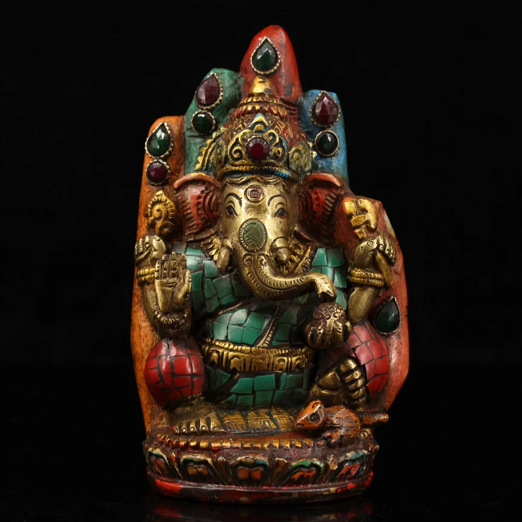 

6 "Коллекция тибетского храма, старая бронза, окрашенная в золоте, мозаика, драгоценный камень, бергамот, Ганеша, Будда, рука, зал поклонения Будды