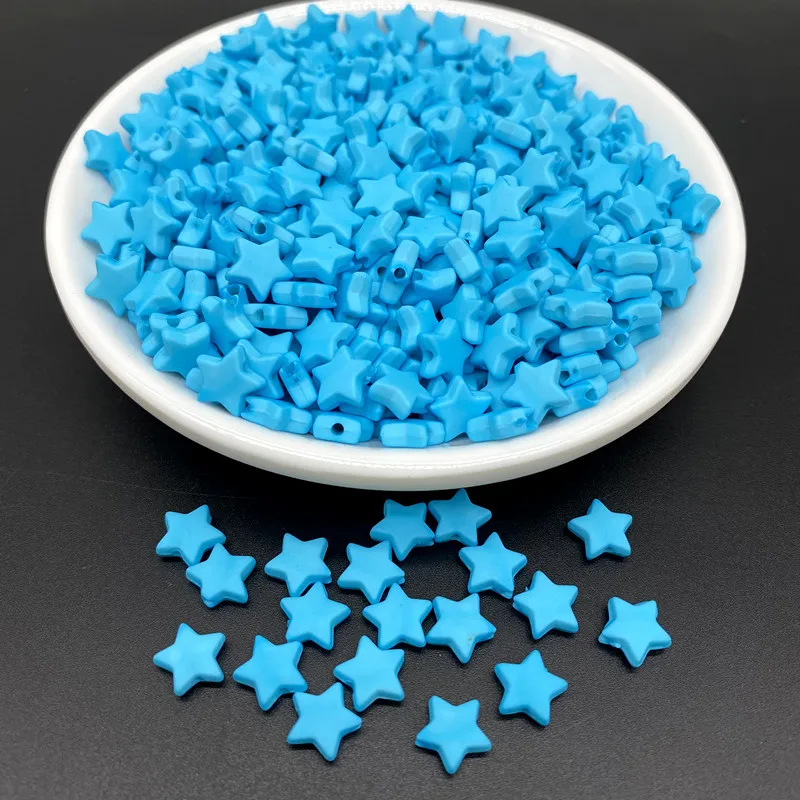 100pcs/lot 9mm Pure Color Star Shape Acrylic Beads Loose Spacer  For Jewelry Making Pendant Necklace Bracelet Handmade DIY