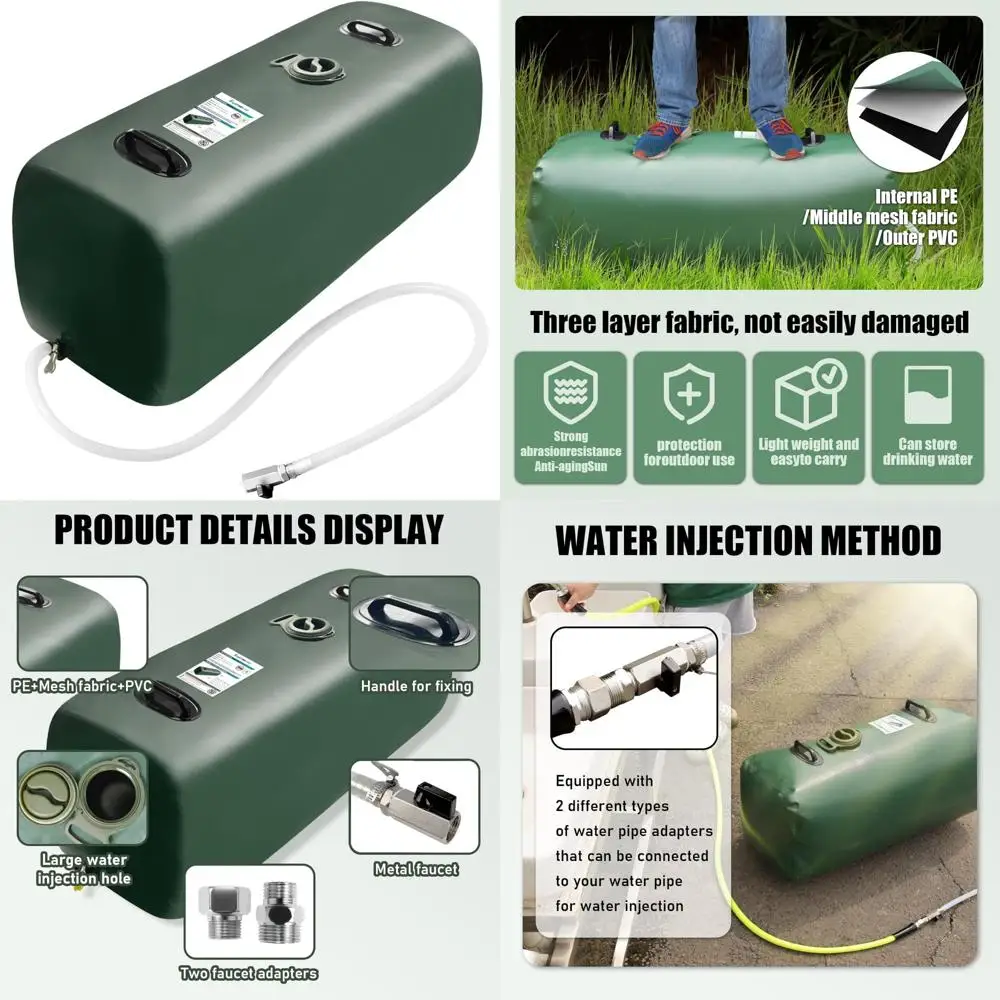 ถุงเก็บน้ำแบบพกพาขนาด 25 แกลลอน สำหรับรถบ้านและการใช้งานกลางแจ้ง ภาชนะบรรจุน้ำแบบพับได้สำหรับกรณีฉุกเฉินและการดื่มน้ำในชีวิตประจำวัน