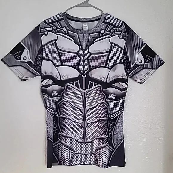 Camiseta de compresión gráfica para hombre de Batman, camiseta con estampado 3D de caballero blanco, talla 4XL