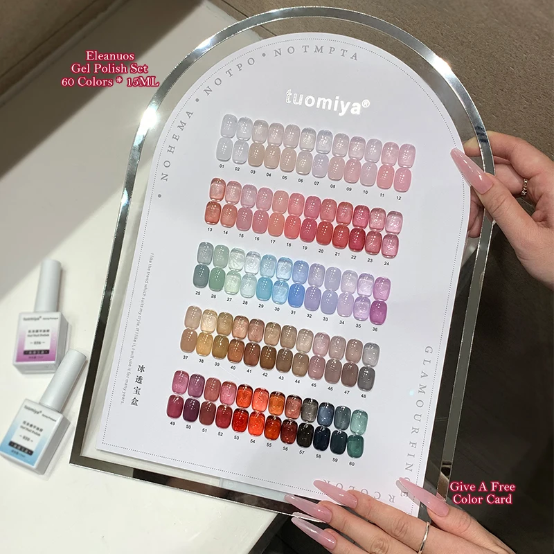 60 Colors Icy Translucent Gel Nail Polish Set Sheer Glitter UV Gel Varnish Kit Long Lasting Soak Off Nail Art Manicure DIY Set