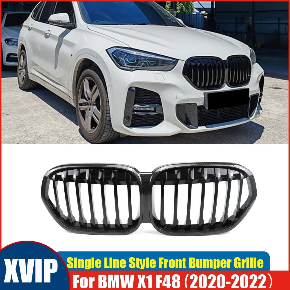 

XVIP Carbon Fiber Front Bumper Grille Single Line Style Front Hood Kidney Grille Fit For BMW X1 F48 2020-2022 Front Upper Grille