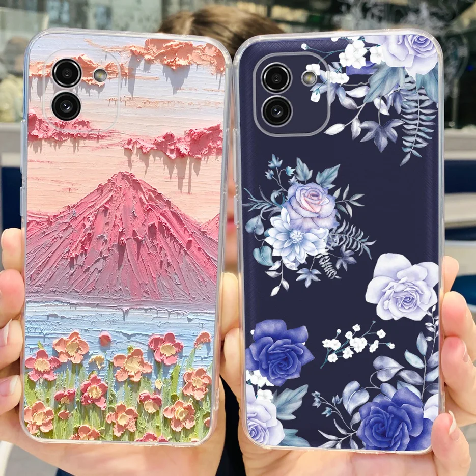 For Samsung Galaxy A03 Case SM-A035F Stylish Painted Cover Clear Silicone Phone Cases For Samsung A03 A 03 GalaxyA03 Soft Fundas