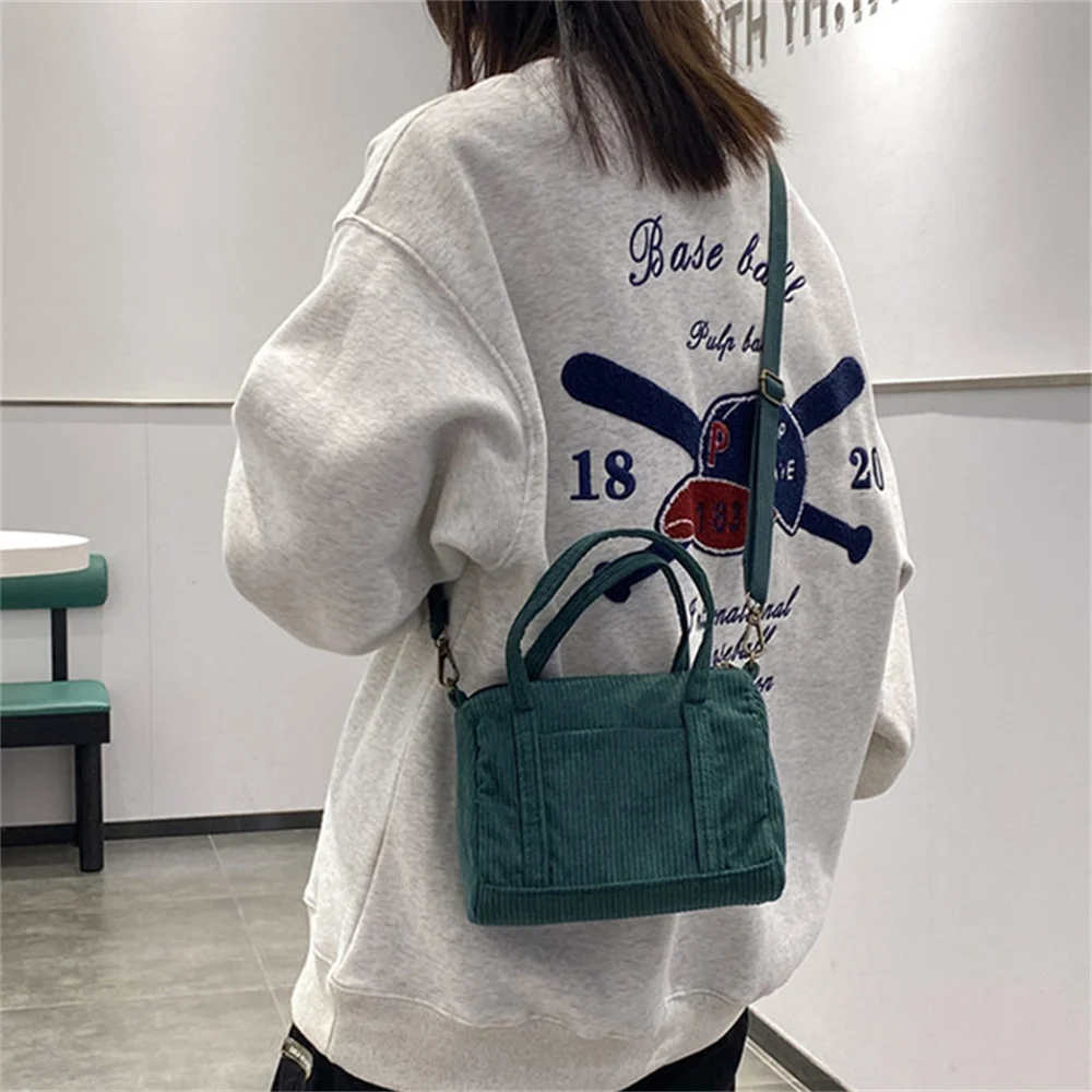 Women\'s Mini Corduroy Shoulder Bag Female Canvas Handbag Zipper Totes Ladies Casual Purse Cloth Pouch For Girl Crossbody Bag