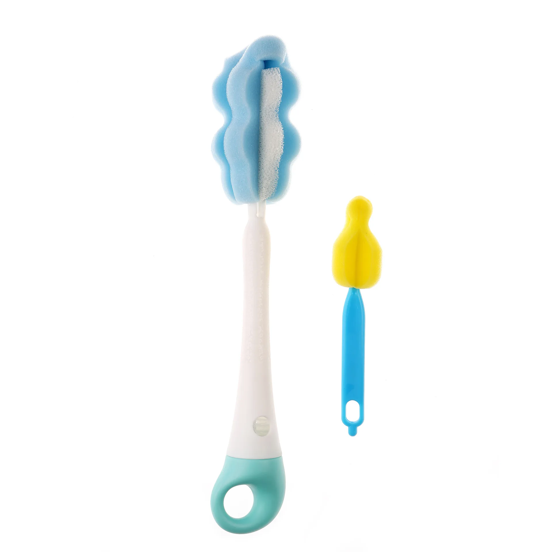 Long-Handled Sponge Cup & Bottle Brush with Detachable Stem - Deep Clean Baby Bottles & Glassware, Rotating Sponge Head