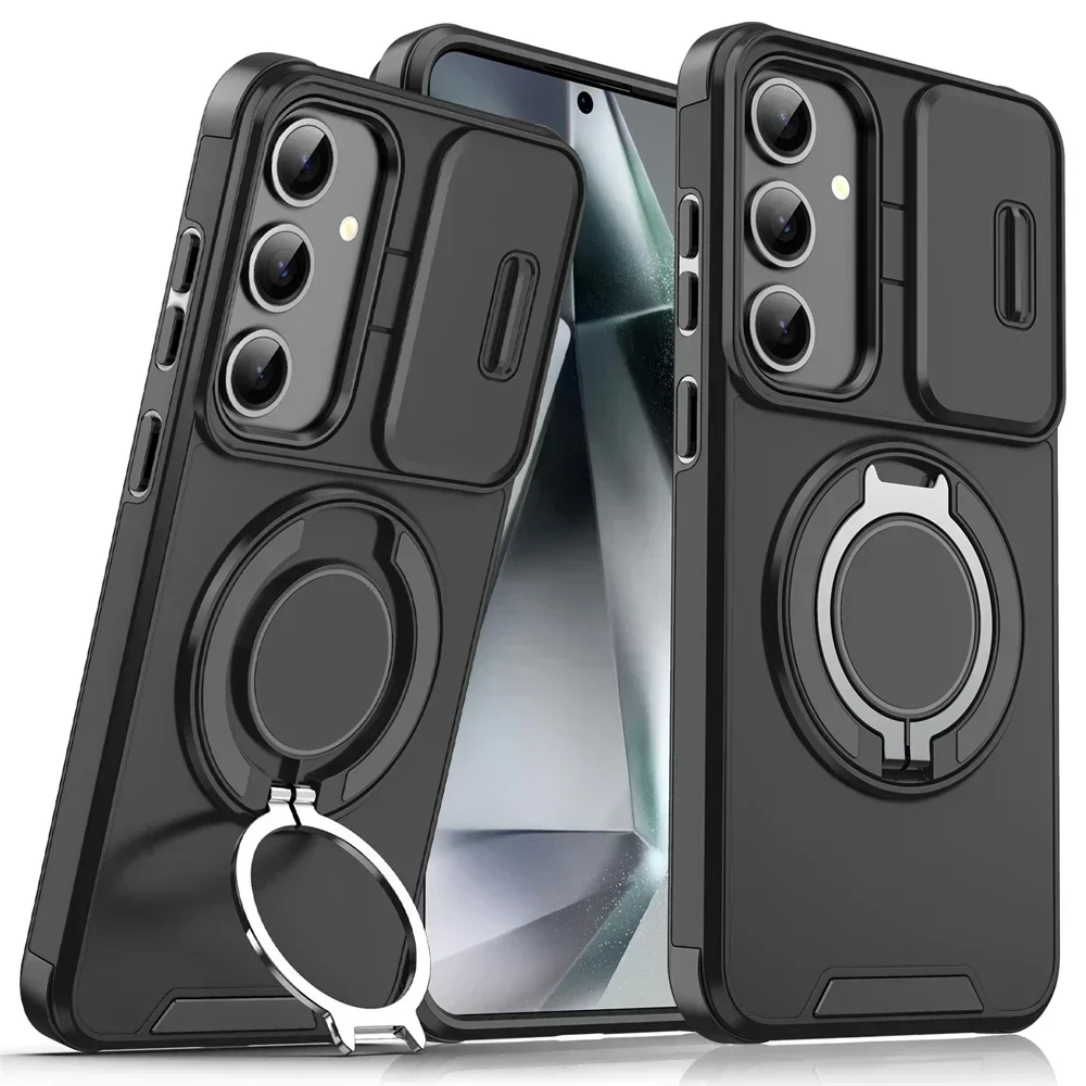 360°Armor Case For Samsung Galaxy A27 A57 A37 A17 A07 A56 A36 A26 A16 A06 A55 A35 A25 A15 Cover Slide Camera Magnetic Holder