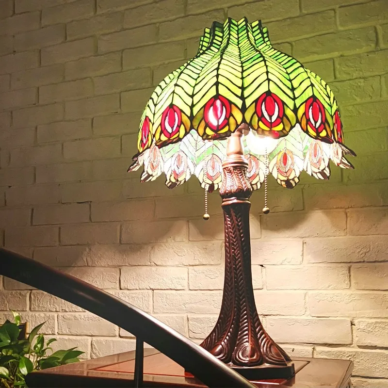 retro green South East Asia wind, ethereal and quiet atmosphere, living room lamp art decoration bedroom desk lamp