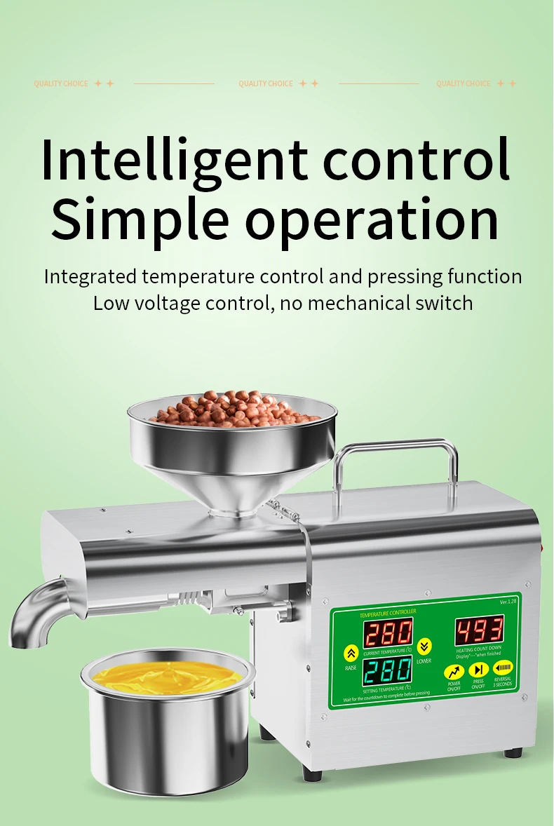 X3S 600 W Intelligente Ölpresse Maschine 220 V 110 V Edelstahl Kalt- und Heißpresse 20+ Ölsamen Echtzeit-Temperaturregelung – Detail 4