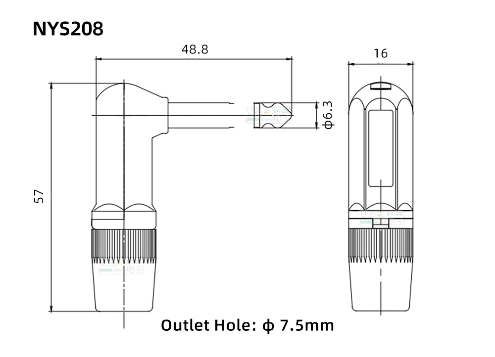 Neutrik's REAN Jack 6.35 TS TRS 90 ° L-shaped Right Angle Plug Stereo / Mono 2 3 Pole 6.5 1/4 Microphone Guitar Audio NYS207 208