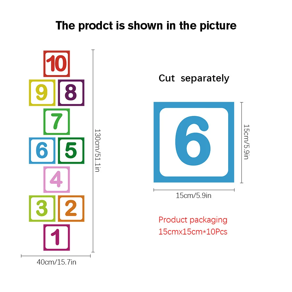 

10Pcs Number Hopscotch Game Floor Stickers Frosted Anti-Slip Self-Adhesive Kids Room Wall Decals Early Education Playroom