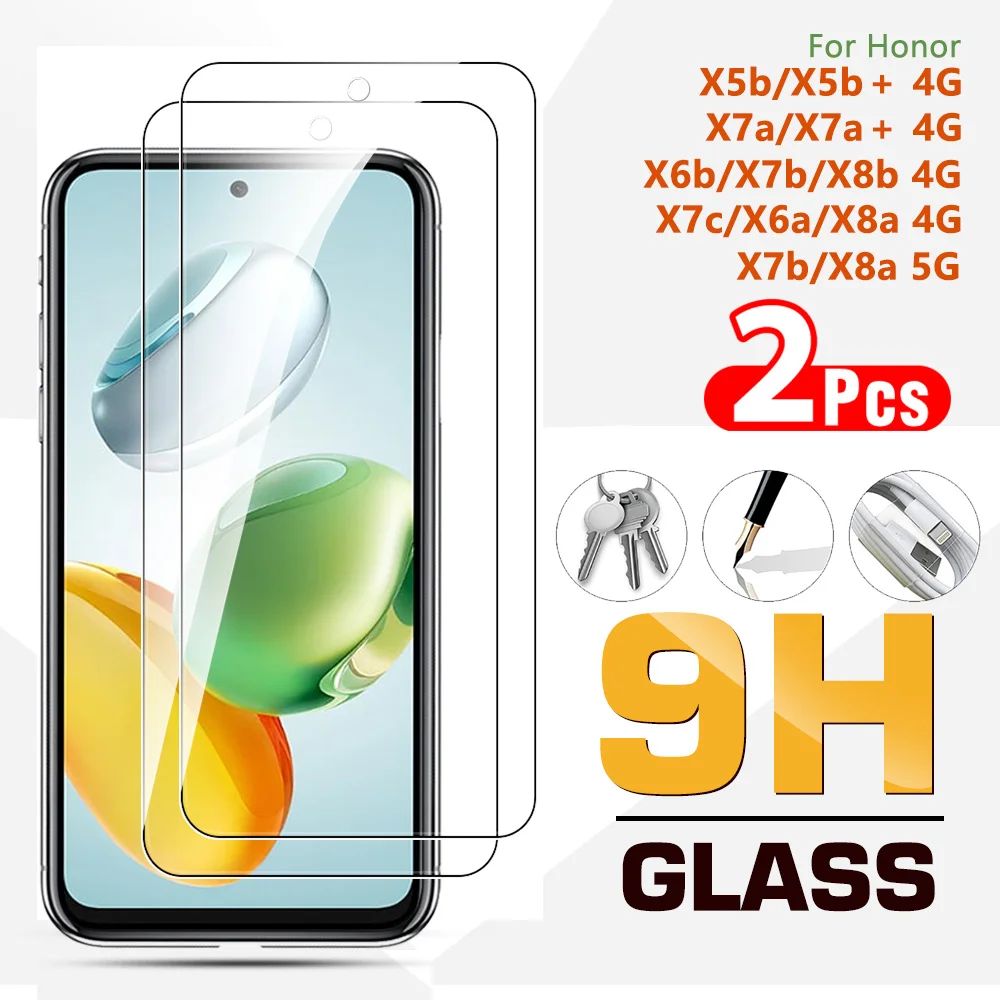 2pcs HonorX8b Protective glass For Honor X5b Plus x5b＋ x8b X6b x7a＋ X7C 4G X7b 4G 5G Shockproof Screen Protector front film 6.56